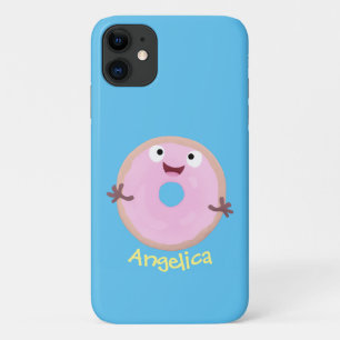 Niedlicher Happy-Pink-Glattleder-Donut-Cartoon Case-Mate iPhone Hülle