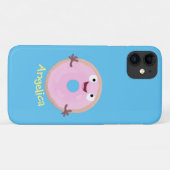 Niedlicher Happy-Pink-Glattleder-Donut-Cartoon Case-Mate iPhone Hülle (Rückseite (Horizontal))