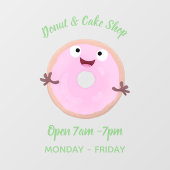 Niedlicher Happy-Pink-Glattleder-Donut-Cartoon Fensteraufkleber (Blatt)