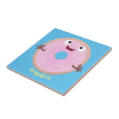 Niedlicher Happy-Pink-Glattleder-Donut-Cartoon Fliese (Seite)