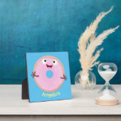 Niedlicher Happy-Pink-Glattleder-Donut-Cartoon Fotoplatte (InSitu)