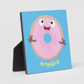 Niedlicher Happy-Pink-Glattleder-Donut-Cartoon Fotoplatte (Vorderseite)