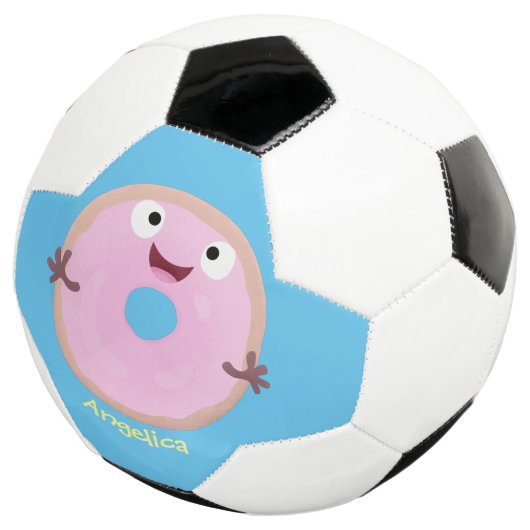 Niedlicher Happy-Pink-Glattleder-Donut-Cartoon Fußball (Dreiviertel)
