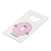 Niedlicher Happy-Pink-Glattleder-Donut-Cartoon Geldbeutel Flaschenöffner (Rückseite Schrägansicht)