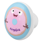 Niedlicher Happy-Pink-Glattleder-Donut-Cartoon Keramikknauf (Rechts)