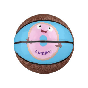 Niedlicher Happy-Pink-Glattleder-Donut-Cartoon Mini Basketball