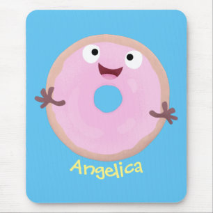 Niedlicher Happy-Pink-Glattleder-Donut-Cartoon Mousepad