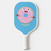 Niedlicher Happy-Pink-Glattleder-Donut-Cartoon Pickleball Schläger (Vorderseite)