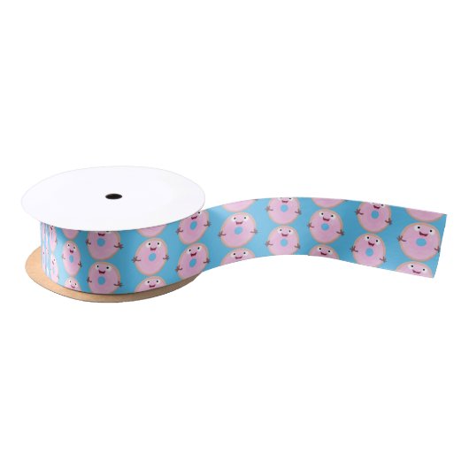 Niedlicher Happy-Pink-Glattleder-Donut-Cartoon Satinband (Spule)