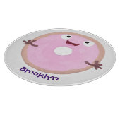 Niedlicher Happy-Pink-Glattleder-Donut-Cartoon Schneidebrett (Ecke)