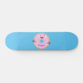 Niedlicher Happy-Pink-Glattleder-Donut-Cartoon Skateboard (Horizontal)