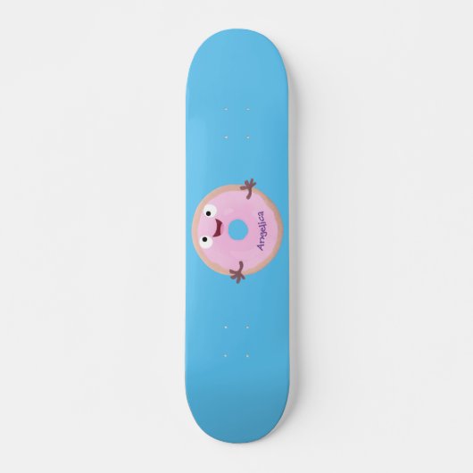 Niedlicher Happy-Pink-Glattleder-Donut-Cartoon Skateboard (Vorne)