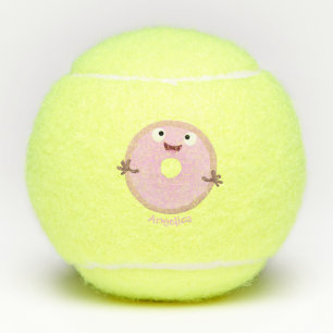 Niedlicher Happy-Pink-Glattleder-Donut-Cartoon Tennisbälle