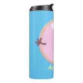 Niedlicher Happy-Pink-Glattleder-Donut-Cartoon Thermosbecher (Nach links gedreht)
