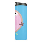 Niedlicher Happy-Pink-Glattleder-Donut-Cartoon Thermosbecher (Nach rechts gedreht)