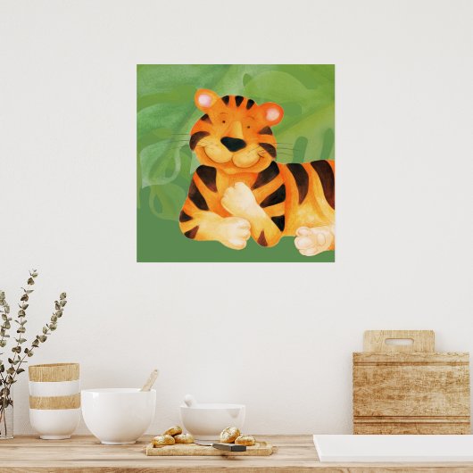 Niedlicher Happy-Quadrat Poster (Küche)