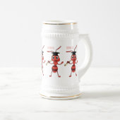 Niedlicher Happy Red Ameise Cartoon Bierglas (VorderseiteRechts)