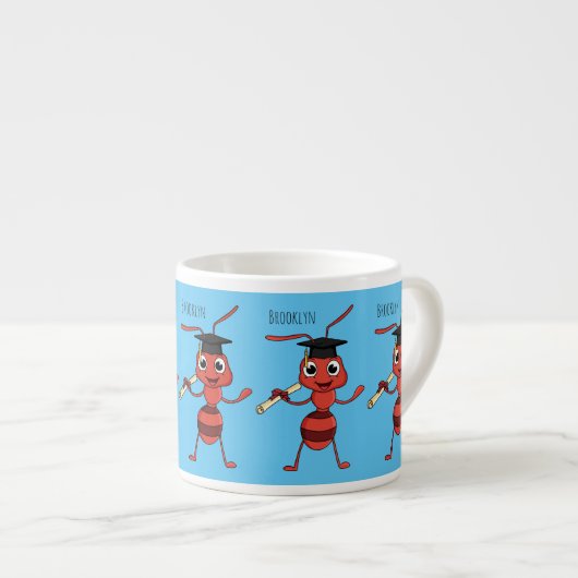Niedlicher Happy Red Ameise Cartoon Espressotasse (Vorderseite Rechts)