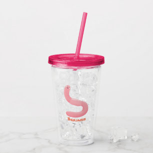 Niedlicher Happy-Rosa-Cartoon Acryltrinkbecher