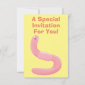 Niedlicher Happy-Rosa-Cartoon Einladung (Rückseite)