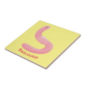 Niedlicher Happy-Rosa-Cartoon Fliese (Seite)