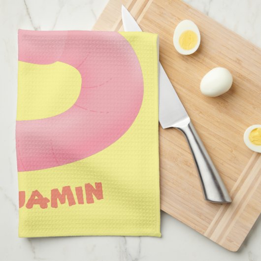 Niedlicher Happy-Rosa-Cartoon Geschirrtuch (Viertel Falte)