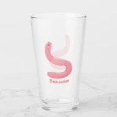 Niedlicher Happy-Rosa-Cartoon Glas (Vorderseite)