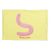 Niedlicher Happy-Rosa-Cartoon Kissenbezug (Rückseite)