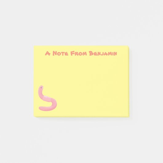 Niedlicher Happy-Rosa-Cartoon Post-it Klebezettel (Vorderseite)