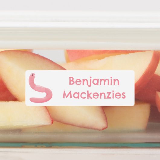 Niedlicher Happy-Rosa-Regenwurm Cartoon personalis Etiketten (Befestigt)