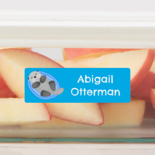 Niedlicher Happy Sea Otter Blue Cartoon personalis Etiketten