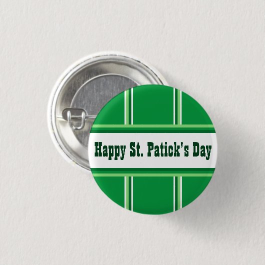 Niedlicher Happy St Patricks Day gestreift grün un Button (Vorne & Hinten)