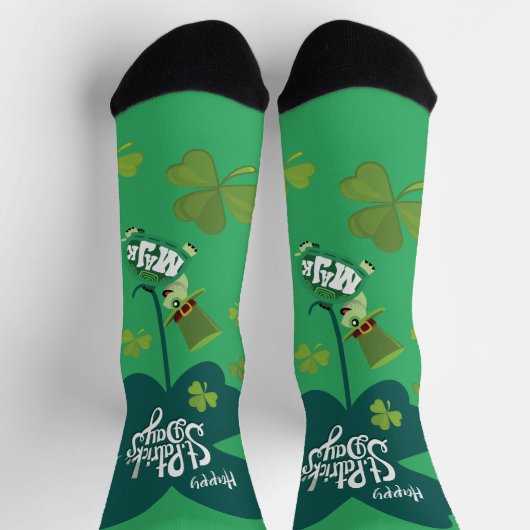 Niedlicher "Happy St. Patrick's Day" MaJk Turtle Socken (Oben)