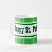 Niedlicher Happy St. Patrick's Day Striped Green Kaffeetasse (Vorderseite Links)