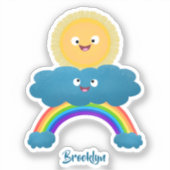 Niedlicher Happy Sun Cloud Regenbogen Cartoon Aufkleber (Vorderseite)