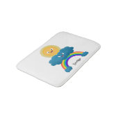 Niedlicher Happy Sun Cloud Regenbogen Cartoon Badematte (Schrägansicht)