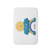 Niedlicher Happy Sun Cloud Regenbogen Cartoon Badematte (Vorderseite Vertikal)