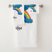 Niedlicher Happy Sun Cloud Regenbogen Cartoon Badhandtuch Set (Insitu)