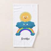 Niedlicher Happy Sun Cloud Regenbogen Cartoon Badhandtuch Set (Handtuch)