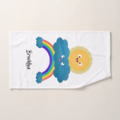 Niedlicher Happy Sun Cloud Regenbogen Cartoon Badhandtuch Set (Handtuch)