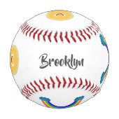 Niedlicher Happy Sun Cloud Regenbogen Cartoon Baseball (Vorderseite)