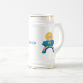 Niedlicher Happy Sun Cloud Regenbogen Cartoon Bierglas (VorderseiteRechts)