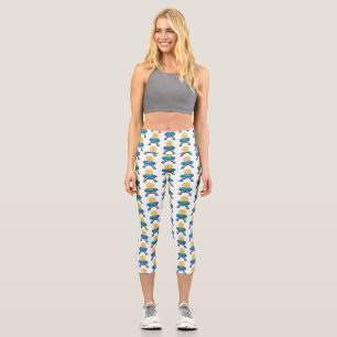 Niedlicher Happy Sun Cloud Regenbogen Cartoon Capri Leggings