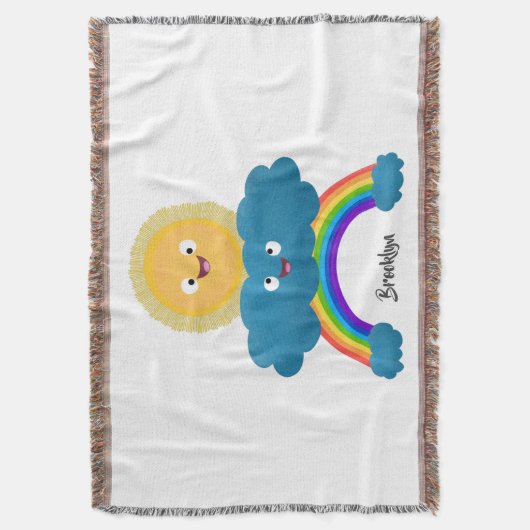Niedlicher Happy Sun Cloud Regenbogen Cartoon Decke (Vorderseite Vertikal)