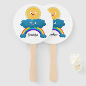 Niedlicher Happy Sun Cloud Regenbogen Cartoon Fächer (Vorne und Hinten)