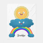 Niedlicher Happy Sun Cloud Regenbogen Cartoon Fleecedecke (Vorderseite)