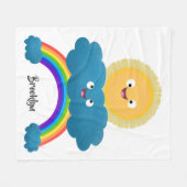 Niedlicher Happy Sun Cloud Regenbogen Cartoon Fleecedecke (Vorderseite (Horizontal))