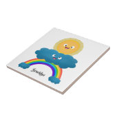 Niedlicher Happy Sun Cloud Regenbogen Cartoon Fliese (Seite)