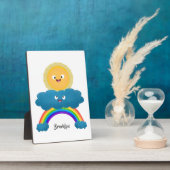 Niedlicher Happy Sun Cloud Regenbogen Cartoon Fotoplatte (Seite)