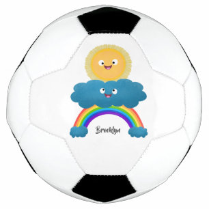 Niedlicher Happy Sun Cloud Regenbogen Cartoon Fußball